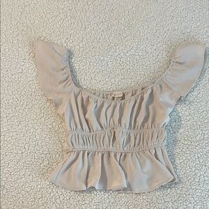 EUC Altar'd State Light Beige Smocked Peplum Crop Top